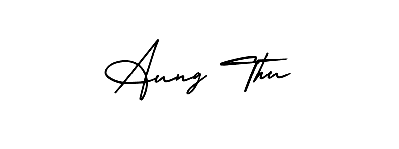 You should practise on your own different ways (AmerikaSignatureDemo-Regular) to write your name (Aung Thu) in signature. don't let someone else do it for you. Aung Thu signature style 3 images and pictures png