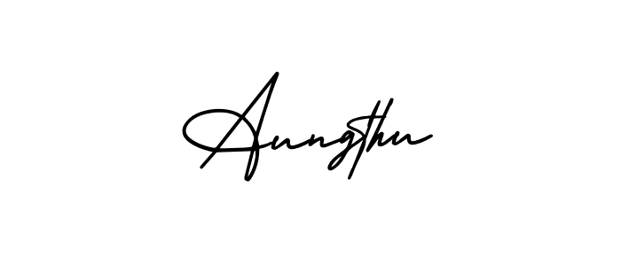 The best way (AmerikaSignatureDemo-Regular) to make a short signature is to pick only two or three words in your name. The name Aungthu include a total of six letters. For converting this name. Aungthu signature style 3 images and pictures png