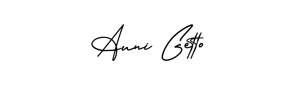 You should practise on your own different ways (AmerikaSignatureDemo-Regular) to write your name (Auni Getto) in signature. don't let someone else do it for you. Auni Getto signature style 3 images and pictures png