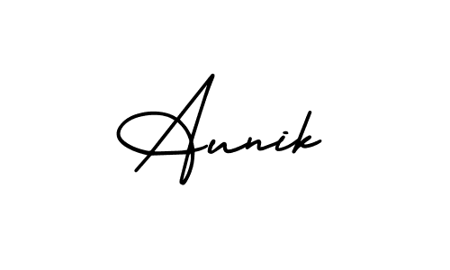 How to make Aunik name signature. Use AmerikaSignatureDemo-Regular style for creating short signs online. This is the latest handwritten sign. Aunik signature style 3 images and pictures png