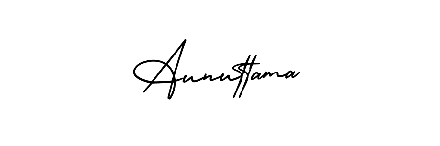 You should practise on your own different ways (AmerikaSignatureDemo-Regular) to write your name (Aunuttama) in signature. don't let someone else do it for you. Aunuttama signature style 3 images and pictures png