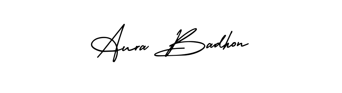 if you are searching for the best signature style for your name Aura Badhon. so please give up your signature search. here we have designed multiple signature styles  using AmerikaSignatureDemo-Regular. Aura Badhon signature style 3 images and pictures png