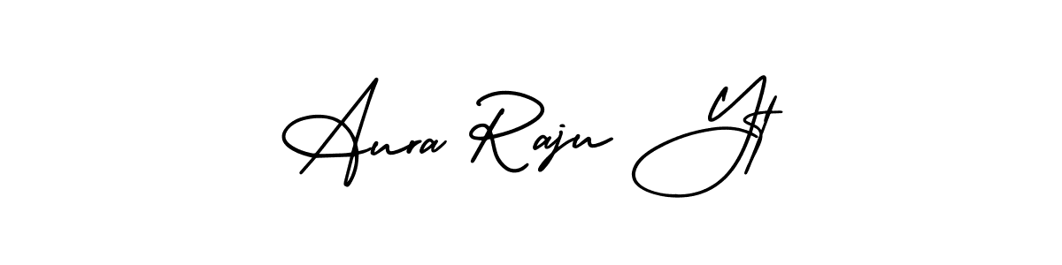 You should practise on your own different ways (AmerikaSignatureDemo-Regular) to write your name (Aura Raju Yt) in signature. don't let someone else do it for you. Aura Raju Yt signature style 3 images and pictures png