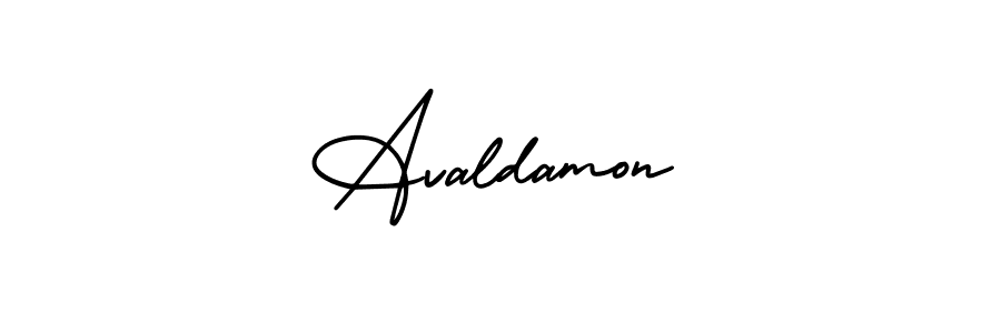 The best way (AmerikaSignatureDemo-Regular) to make a short signature is to pick only two or three words in your name. The name Avaldamon include a total of six letters. For converting this name. Avaldamon signature style 3 images and pictures png