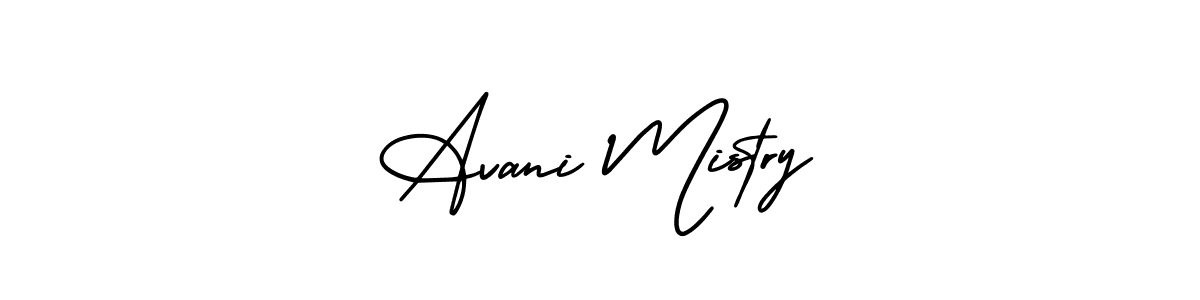 You should practise on your own different ways (AmerikaSignatureDemo-Regular) to write your name (Avani Mistry) in signature. don't let someone else do it for you. Avani Mistry signature style 3 images and pictures png