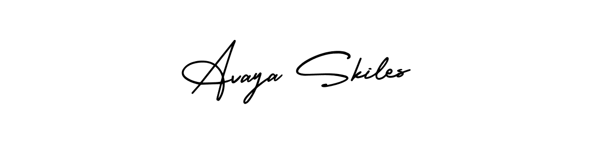 How to make Avaya Skiles name signature. Use AmerikaSignatureDemo-Regular style for creating short signs online. This is the latest handwritten sign. Avaya Skiles signature style 3 images and pictures png