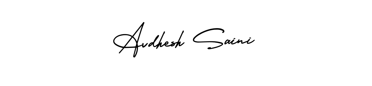 You should practise on your own different ways (AmerikaSignatureDemo-Regular) to write your name (Avdhesh Saini) in signature. don't let someone else do it for you. Avdhesh Saini signature style 3 images and pictures png