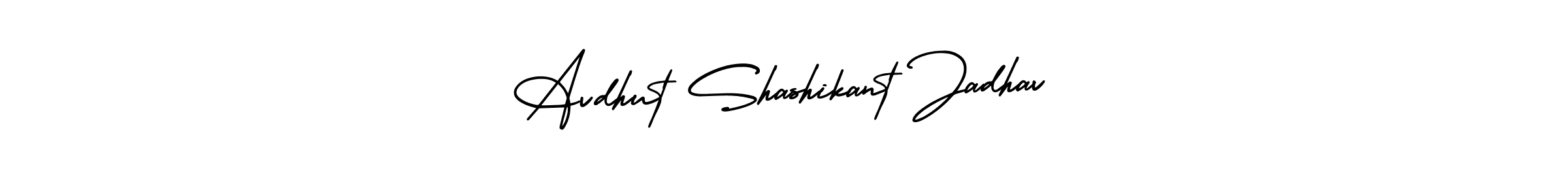 You should practise on your own different ways (AmerikaSignatureDemo-Regular) to write your name (Avdhut Shashikant Jadhav) in signature. don't let someone else do it for you. Avdhut Shashikant Jadhav signature style 3 images and pictures png