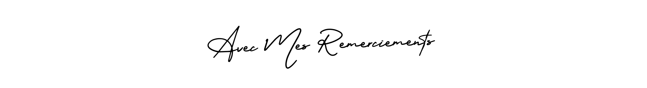 Use a signature maker to create a handwritten signature online. With this signature software, you can design (AmerikaSignatureDemo-Regular) your own signature for name Avec Mes Remerciements. Avec Mes Remerciements signature style 3 images and pictures png