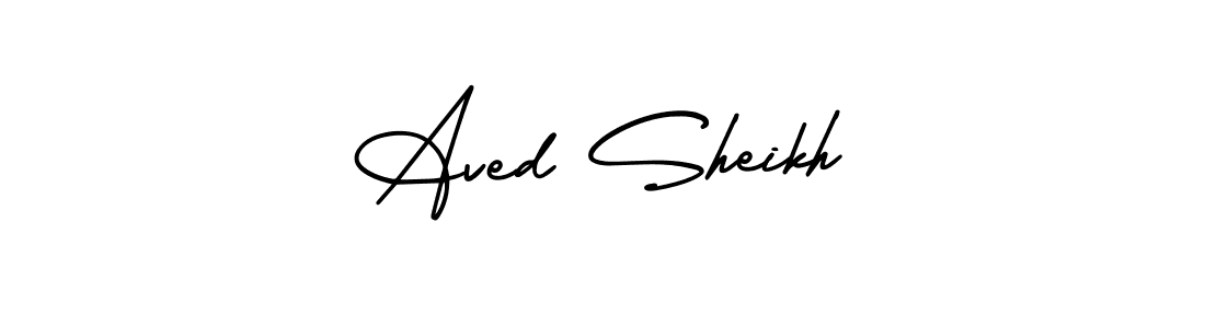 AmerikaSignatureDemo-Regular is a professional signature style that is perfect for those who want to add a touch of class to their signature. It is also a great choice for those who want to make their signature more unique. Get Aved Sheikh name to fancy signature for free. Aved Sheikh signature style 3 images and pictures png