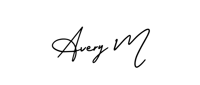 if you are searching for the best signature style for your name Avery M. so please give up your signature search. here we have designed multiple signature styles  using AmerikaSignatureDemo-Regular. Avery M signature style 3 images and pictures png