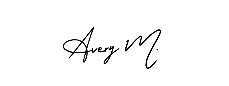 Avery M. stylish signature style. Best Handwritten Sign (AmerikaSignatureDemo-Regular) for my name. Handwritten Signature Collection Ideas for my name Avery M.. Avery M. signature style 3 images and pictures png
