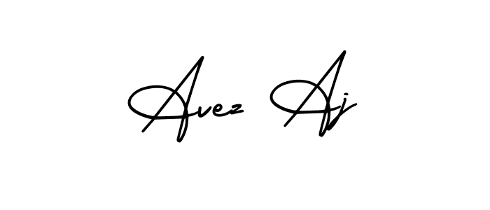 This is the best signature style for the Avez Aj name. Also you like these signature font (AmerikaSignatureDemo-Regular). Mix name signature. Avez Aj signature style 3 images and pictures png