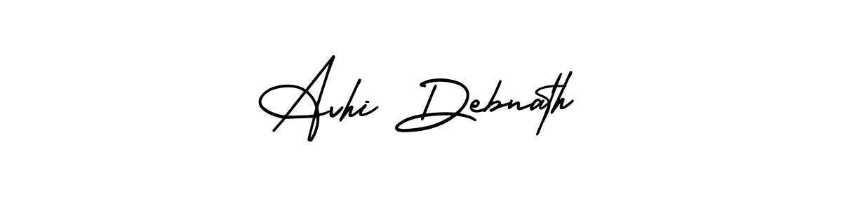 This is the best signature style for the Avhi Debnath name. Also you like these signature font (AmerikaSignatureDemo-Regular). Mix name signature. Avhi Debnath signature style 3 images and pictures png