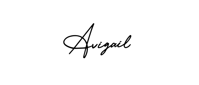 You should practise on your own different ways (AmerikaSignatureDemo-Regular) to write your name (Avigail) in signature. don't let someone else do it for you. Avigail signature style 3 images and pictures png