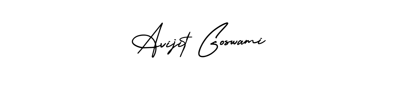 You should practise on your own different ways (AmerikaSignatureDemo-Regular) to write your name (Avijit Goswami) in signature. don't let someone else do it for you. Avijit Goswami signature style 3 images and pictures png