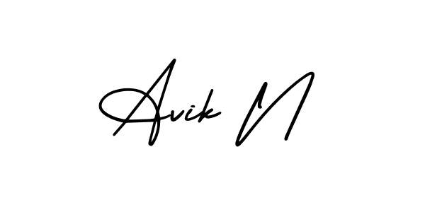 This is the best signature style for the Avik N name. Also you like these signature font (AmerikaSignatureDemo-Regular). Mix name signature. Avik N signature style 3 images and pictures png