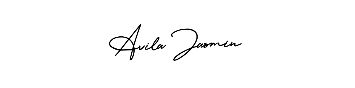 You should practise on your own different ways (AmerikaSignatureDemo-Regular) to write your name (Avila Jasmin) in signature. don't let someone else do it for you. Avila Jasmin signature style 3 images and pictures png