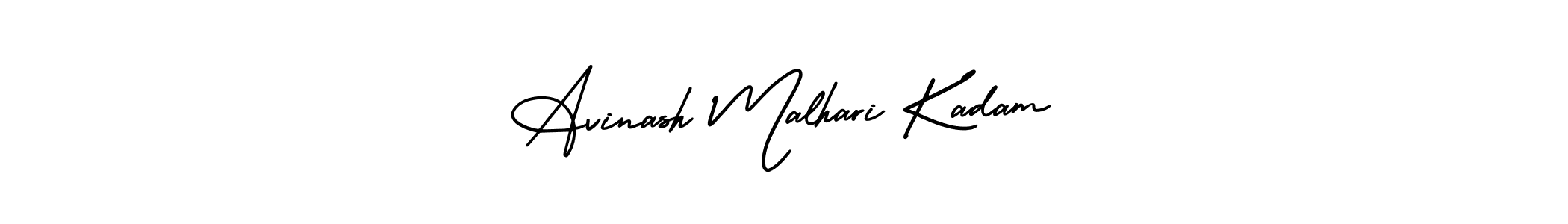 This is the best signature style for the Avinash Malhari Kadam name. Also you like these signature font (AmerikaSignatureDemo-Regular). Mix name signature. Avinash Malhari Kadam signature style 3 images and pictures png