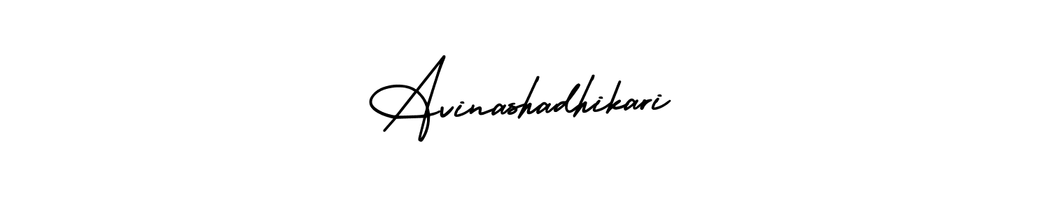 The best way (AmerikaSignatureDemo-Regular) to make a short signature is to pick only two or three words in your name. The name Avinashadhikari include a total of six letters. For converting this name. Avinashadhikari signature style 3 images and pictures png