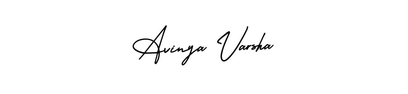 This is the best signature style for the Avinya Varsha name. Also you like these signature font (AmerikaSignatureDemo-Regular). Mix name signature. Avinya Varsha signature style 3 images and pictures png