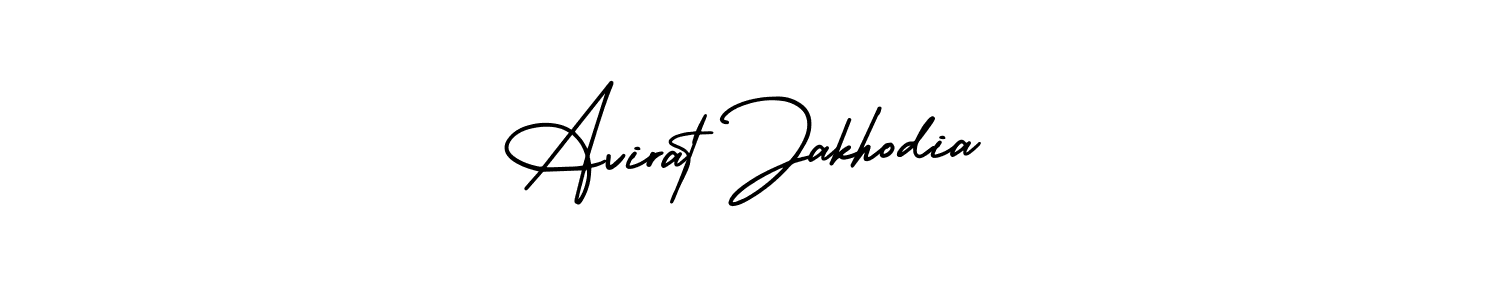 The best way (AmerikaSignatureDemo-Regular) to make a short signature is to pick only two or three words in your name. The name Avirat Jakhodia include a total of six letters. For converting this name. Avirat Jakhodia signature style 3 images and pictures png