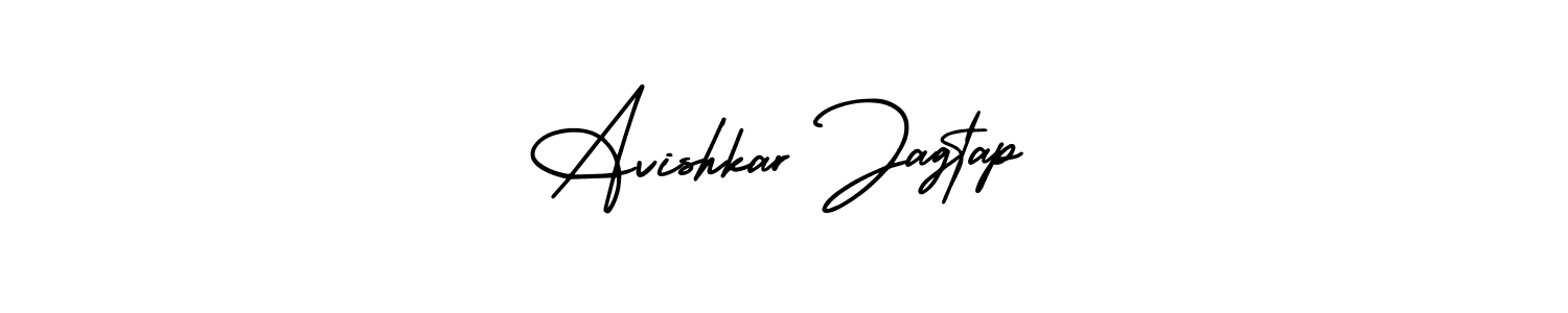 This is the best signature style for the Avishkar Jagtap name. Also you like these signature font (AmerikaSignatureDemo-Regular). Mix name signature. Avishkar Jagtap signature style 3 images and pictures png