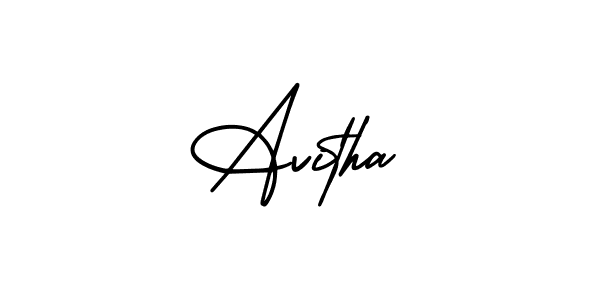 The best way (AmerikaSignatureDemo-Regular) to make a short signature is to pick only two or three words in your name. The name Avitha include a total of six letters. For converting this name. Avitha signature style 3 images and pictures png