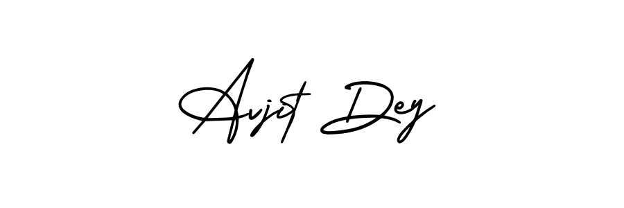 The best way (AmerikaSignatureDemo-Regular) to make a short signature is to pick only two or three words in your name. The name Avjit Dey include a total of six letters. For converting this name. Avjit Dey signature style 3 images and pictures png