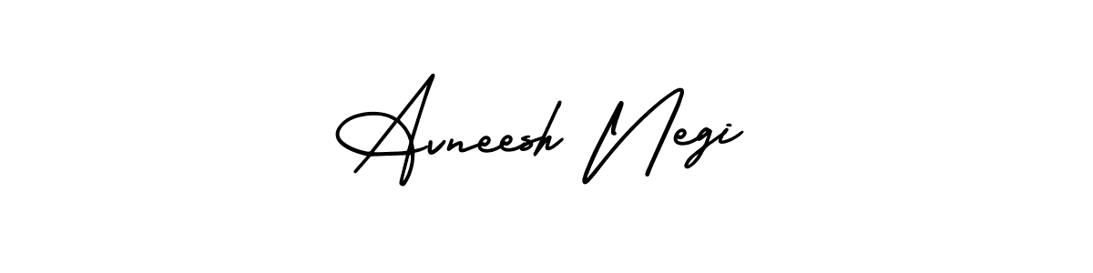The best way (AmerikaSignatureDemo-Regular) to make a short signature is to pick only two or three words in your name. The name Avneesh Negi include a total of six letters. For converting this name. Avneesh Negi signature style 3 images and pictures png