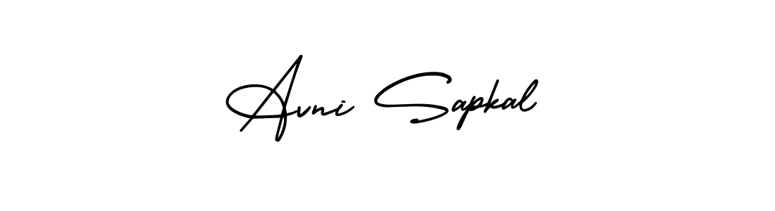 This is the best signature style for the Avni Sapkal name. Also you like these signature font (AmerikaSignatureDemo-Regular). Mix name signature. Avni Sapkal signature style 3 images and pictures png