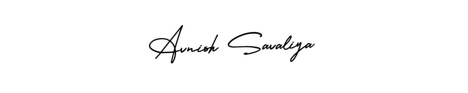 How to make Avnish Savaliya name signature. Use AmerikaSignatureDemo-Regular style for creating short signs online. This is the latest handwritten sign. Avnish Savaliya signature style 3 images and pictures png