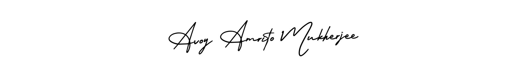 You should practise on your own different ways (AmerikaSignatureDemo-Regular) to write your name (Avoy Amrito Mukherjee) in signature. don't let someone else do it for you. Avoy Amrito Mukherjee signature style 3 images and pictures png