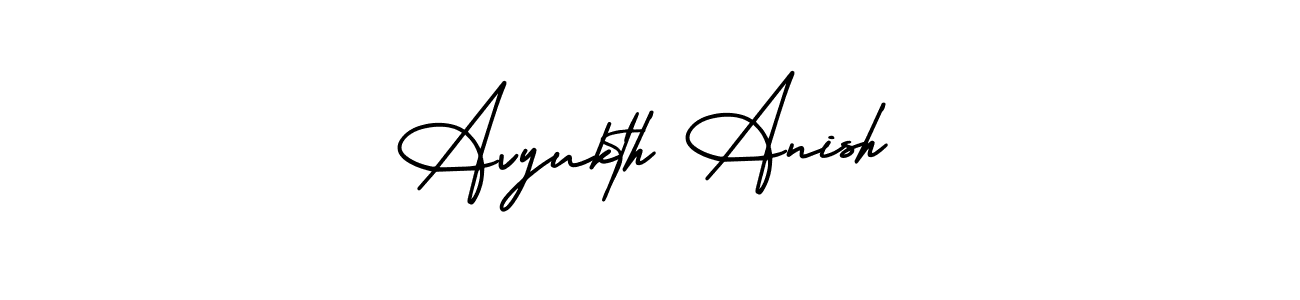 if you are searching for the best signature style for your name Avyukth Anish. so please give up your signature search. here we have designed multiple signature styles  using AmerikaSignatureDemo-Regular. Avyukth Anish signature style 3 images and pictures png