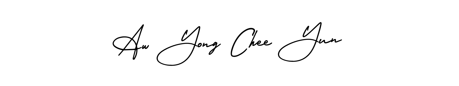 The best way (AmerikaSignatureDemo-Regular) to make a short signature is to pick only two or three words in your name. The name Aw Yong Chee Yun include a total of six letters. For converting this name. Aw Yong Chee Yun signature style 3 images and pictures png