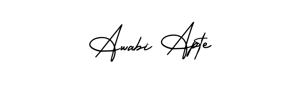 if you are searching for the best signature style for your name Awabi Apte. so please give up your signature search. here we have designed multiple signature styles  using AmerikaSignatureDemo-Regular. Awabi Apte signature style 3 images and pictures png