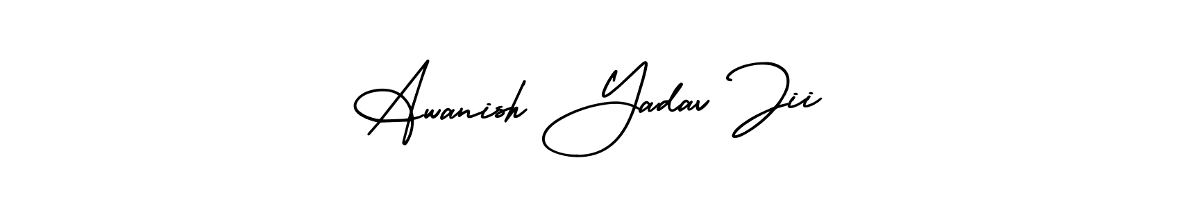 The best way (AmerikaSignatureDemo-Regular) to make a short signature is to pick only two or three words in your name. The name Awanish Yadav Jii include a total of six letters. For converting this name. Awanish Yadav Jii signature style 3 images and pictures png