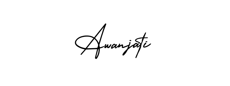You should practise on your own different ways (AmerikaSignatureDemo-Regular) to write your name (Awanjati) in signature. don't let someone else do it for you. Awanjati signature style 3 images and pictures png