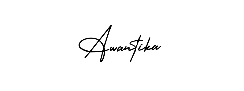 You should practise on your own different ways (AmerikaSignatureDemo-Regular) to write your name (Awantika) in signature. don't let someone else do it for you. Awantika signature style 3 images and pictures png