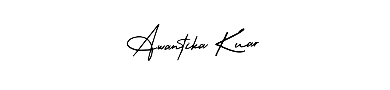 The best way (AmerikaSignatureDemo-Regular) to make a short signature is to pick only two or three words in your name. The name Awantika Kuar include a total of six letters. For converting this name. Awantika Kuar signature style 3 images and pictures png