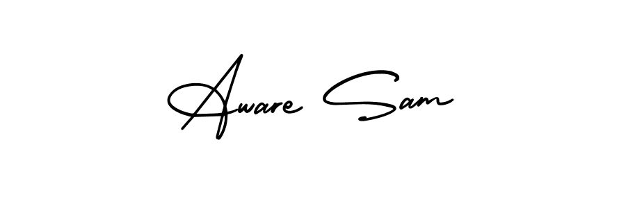 Aware Sam stylish signature style. Best Handwritten Sign (AmerikaSignatureDemo-Regular) for my name. Handwritten Signature Collection Ideas for my name Aware Sam. Aware Sam signature style 3 images and pictures png
