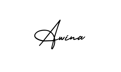 Awina stylish signature style. Best Handwritten Sign (AmerikaSignatureDemo-Regular) for my name. Handwritten Signature Collection Ideas for my name Awina. Awina signature style 3 images and pictures png