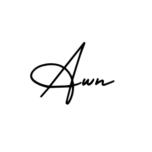 Use a signature maker to create a handwritten signature online. With this signature software, you can design (AmerikaSignatureDemo-Regular) your own signature for name Awn. Awn signature style 3 images and pictures png