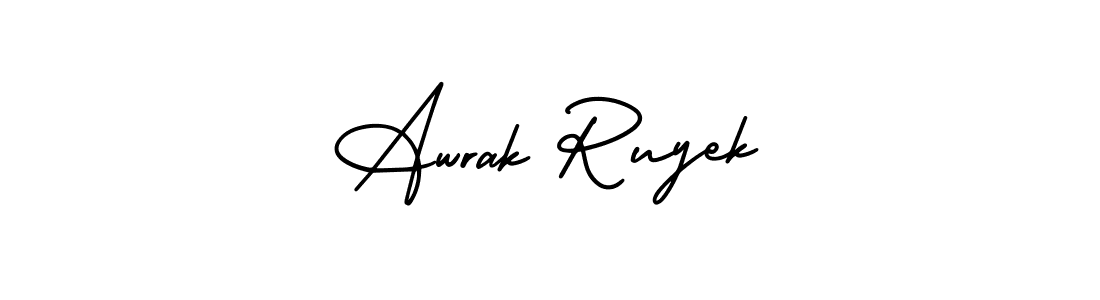 This is the best signature style for the Awrak Ruyek name. Also you like these signature font (AmerikaSignatureDemo-Regular). Mix name signature. Awrak Ruyek signature style 3 images and pictures png