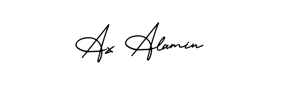 You should practise on your own different ways (AmerikaSignatureDemo-Regular) to write your name (Ax Alamin) in signature. don't let someone else do it for you. Ax Alamin signature style 3 images and pictures png