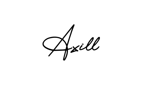 You should practise on your own different ways (AmerikaSignatureDemo-Regular) to write your name (Axill) in signature. don't let someone else do it for you. Axill signature style 3 images and pictures png