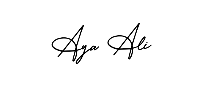 AmerikaSignatureDemo-Regular is a professional signature style that is perfect for those who want to add a touch of class to their signature. It is also a great choice for those who want to make their signature more unique. Get Aya Ali name to fancy signature for free. Aya Ali signature style 3 images and pictures png