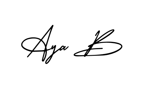 Use a signature maker to create a handwritten signature online. With this signature software, you can design (AmerikaSignatureDemo-Regular) your own signature for name Aya B. Aya B signature style 3 images and pictures png