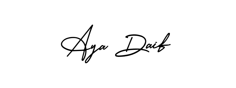 This is the best signature style for the Aya Daif name. Also you like these signature font (AmerikaSignatureDemo-Regular). Mix name signature. Aya Daif signature style 3 images and pictures png