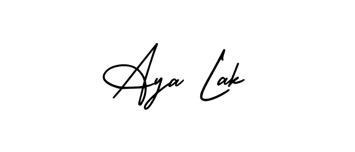 The best way (AmerikaSignatureDemo-Regular) to make a short signature is to pick only two or three words in your name. The name Aya Lak include a total of six letters. For converting this name. Aya Lak signature style 3 images and pictures png